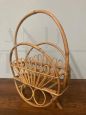 Vintage round magazine rack in bamboo from 1960s