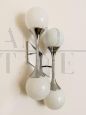 Vintage wall light in chromed metal and blown glass, Italy 1970s