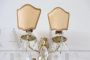 Pair of 80s bronze and crystal wall lights
