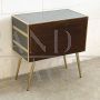 Small two-drawer dresser in black and white glass and brass