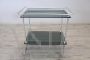 Vintage chromed food trolley with smoked glass tops, 1980s