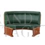 Modular corner sofa bench in green leather