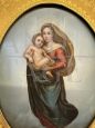 Antique painting with Madonna of San Sisto, oil on copper from the 19th century