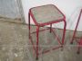 Pair of industrial style tall stools in red iron, 1970s