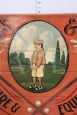 Vintage advertising sign for golfers' items, hand painted on wood
