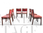 Set of 6 vintage mahogany and red velvet chairs, Italy 1960s