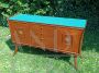 1950s sideboard with light blue glass top     