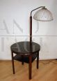Vintage floor lamp with wooden reading table, 1950s