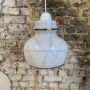 White opaline pendant light, Italy 1970s