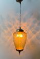 Lantern chandelier in amber colored Murano glass