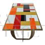 Golden design table with colored Murano glass top