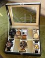 Box with 7 large vintage men's watches