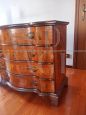 Antique Baroque style chest of drawers in walnut briar