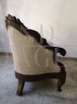 Antique Louis Philippe 2-seater sofa with curved capitonné backrest
