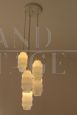 Vintage chandelier in white opaline glass, Italy 1980s
