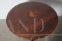 Antique round side table from the Charles X era in inlaid walnut, Italy 1840