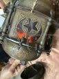 Moroccan lantern from the 1920s in copper with stained glass                            
