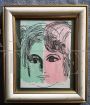 Woman's face - Lithograph painting by Bruno Cassinari, 1969  