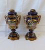 Pair of Victorian Hinks & Son vases ex oil lamps
