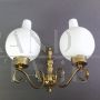 Stilnovo period wall lamp in brass with two lights, Italy 1950s