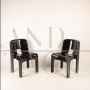 Pair of black Universal 4869 chairs by Joe Colombo for Kartell
