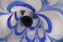 Mazzega Murano glass blue and white bell chandelier, 1970s