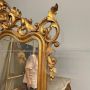 Monumental antique roman console with mirror in gold leaf