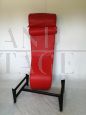 Bauhaus style chaise longue in genuine red leather, recent production