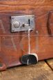 Vintage Brown Leather Suitcase with Key