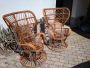 Pair of high-backed bamboo armchairs by Lio Carminati