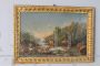 Painting with bucolic scene, oil on panel from the late 18th century in an antique frame