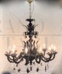 Rezzonico chandelier by Seguso in black Murano glass