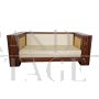 Art Deco style sofa with storage shelves on the sides