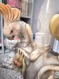 Art deco alabaster floor lamp with parrot sculptures