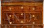 Antique Louis XVI drop-leaf dresser in walnut briar with inlays