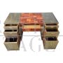 Design desk in brass and briar with filing drawer unit