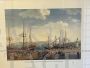 Color print with a view of the port of Messina in the 18th century