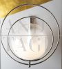 Pair of Mazzega wall lights in glass with steel rings