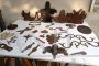 Group of vintage metal decorations and friezes