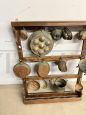 Antique 20th century plate rack with copper objects