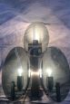 Pair of 3-light Veca wall lights with smoked glass discs