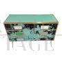 Dresser with three drawers in green glass and pony skin