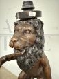 Antique bronze lion sculpture lamp from the early 1900s