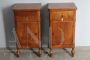 Pair of antique Louis Philippe bedside tables in blond walnut, Central Italy 1850