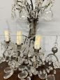 Pair of early 1900s wall lights with crystal drops                            
