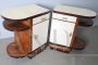Pair of art deco bedside tables in walnut and parchment, 1940s