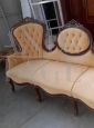 Rococo style 3-seater sofa with armchair