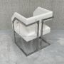 Modern design cantilever armchair in white eco-leather, late 1900s