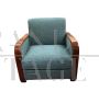 Pair of Art Deco armchairs in light blue fabric