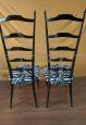 Pair of Chiavarine chairs in ebony with high ladder back